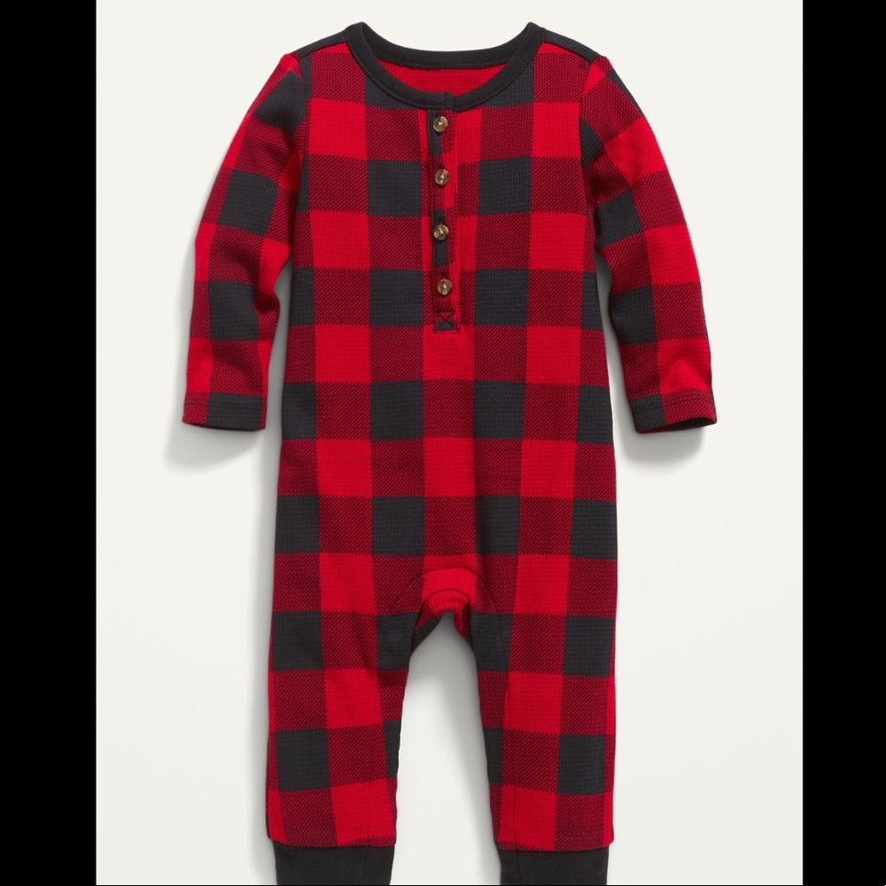 Old Navy Buffalo Plaid Print Thermal One-Piece for Baby